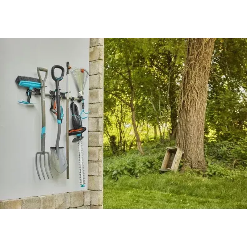 Gardena 3509-20 sienas dārza instrumentu turētājs, alumīnija stienis ar plastmasas un gumijas daļām, 60 kg