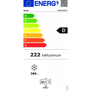 Bosch Serie 6 GSN58AWDV saldētava stāvošā saldētava brīvstāvoša 366 L Balta