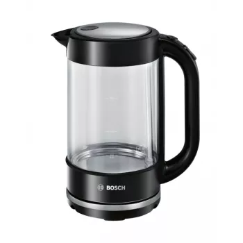 Elektriskā tējkanna Bosch TWK70B03 1.7 L, 2400 W, Stikla korpuss, Melna/Caurspīdīga