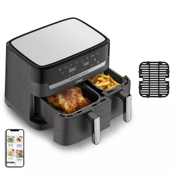 Tefal Dual Easy Fry & Grill EY905B Divkāršā 8.3 L Brīvi stāvošs 2700 W Karstā gaisa fritieris Pelēks