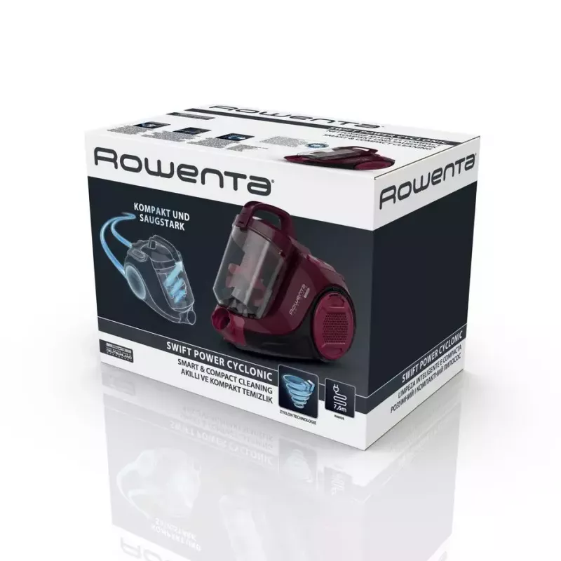 Putekļsūcējs ROWENTA Swift Power RO2933 — 750 W, bezmaiss, bordo/melns, 4.87 kg