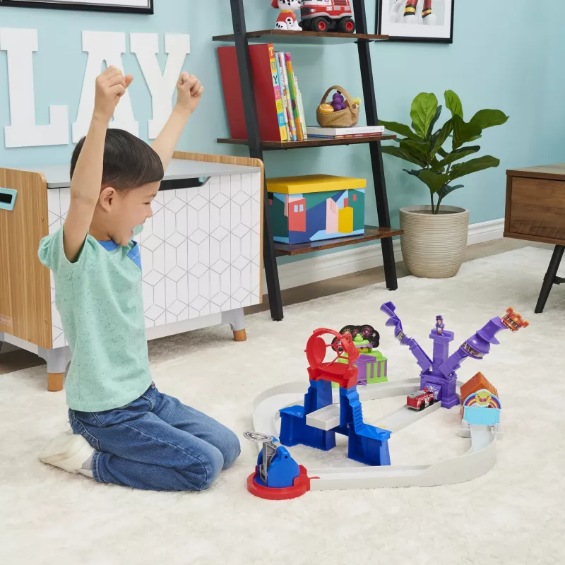 PAW Patrol True Metal Total City Rescue Movie Track Set ar ekskluzīvu Marshall automašīnu, 1:55 mērogs, rotaļlietas bērniem no 3 gadu vecuma