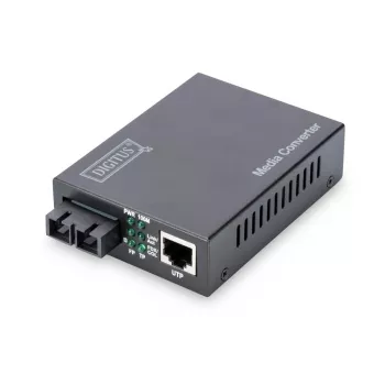 DIGITUS Media Converter, Multimode 10/100Base-TX uz 100Base-FX, ar barošanas bloku, SC savienotājs, līdz 2km