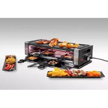 Unold 48730 raclette grils 8 personām 1200 W Melns, Nerūsējošais tērauds