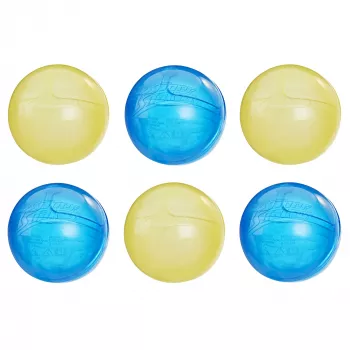 Ūdens bumbiņas HASBRO Nerf Super Soaker Hydro Balls — iebūvēta ūdens tvertne, 6 gab., plastmasa, zila/dzeltena, vecums 6+