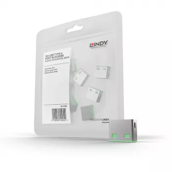 Lindy USB Port Blocker (bez atslēgas) – 10 iepakojumā, krāsu kods: Zaļš