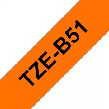 Brother TZe-B51 laminēta lente, melns uz fluorescējoši oranža, 24mm x 5m