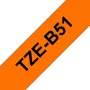 Brother TZe-B51 laminēta lente, melns uz fluorescējoši oranža, 24mm x 5m