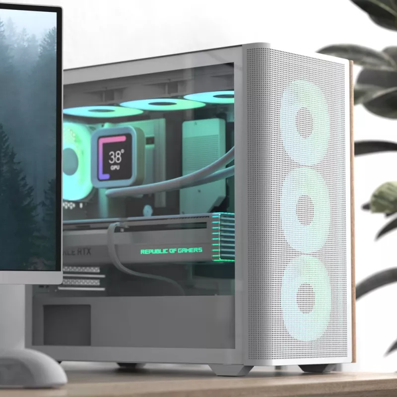 Mini Tornis PC Aerocool D301A Melns Koka Akcents ATX Barošanas Avots