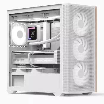 Aerocool D301A Mini Tower Balts, Koka Akcenti