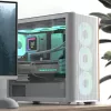 Aerocool D301A Mini Tower Balts, Koka Akcenti