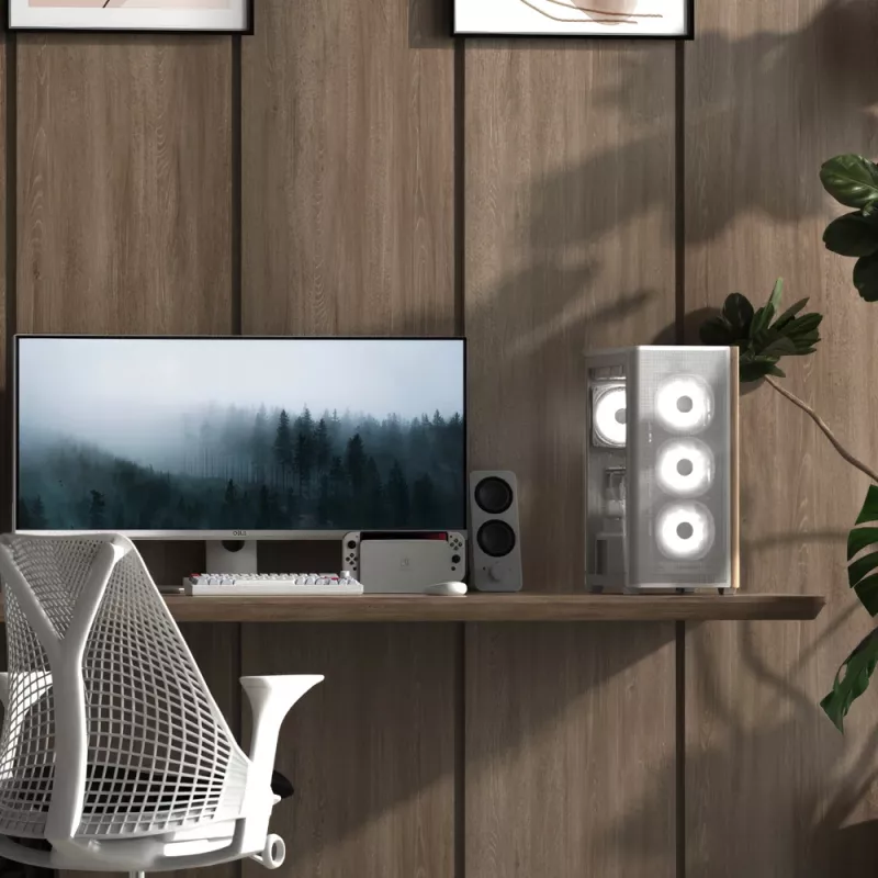 Aerocool D301A Mini Tower Balts, Koka Akcenti
