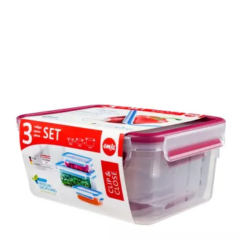 EMSA 508566 pārtikas uzglabāšanas trauks Taisnstūrveida Caurspīdīgs 3 gab.
