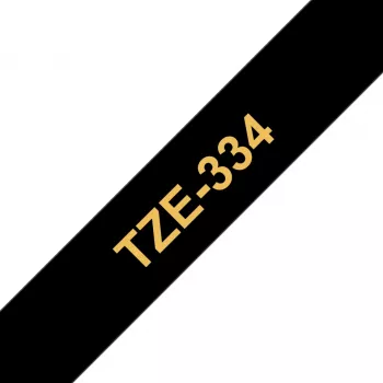 Lentes kasetne Brother TZe334 12mm Zelts uz Melna