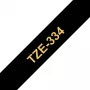 Lentes kasetne Brother TZe334 12mm Zelts uz Melna