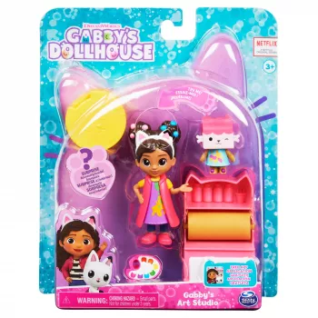 Gabby's Dollhouse Mākslas studijas komplekts ar 2 figūriņām, 2 aksesuāriem, piegādi un mēbeles gabalu, rotaļlietas bērniem no 3 gadu vecuma