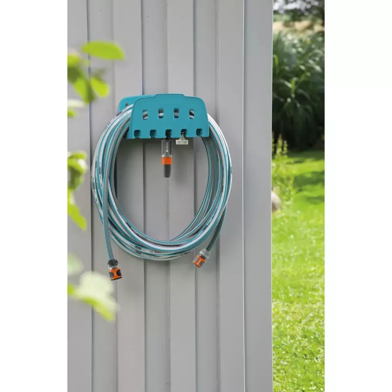 Gardena pie sienas stiprināms šļūtenes turētājs ar Classic šļūteni 13 mm (1/2"), 20 m, pelēks/tirkīza