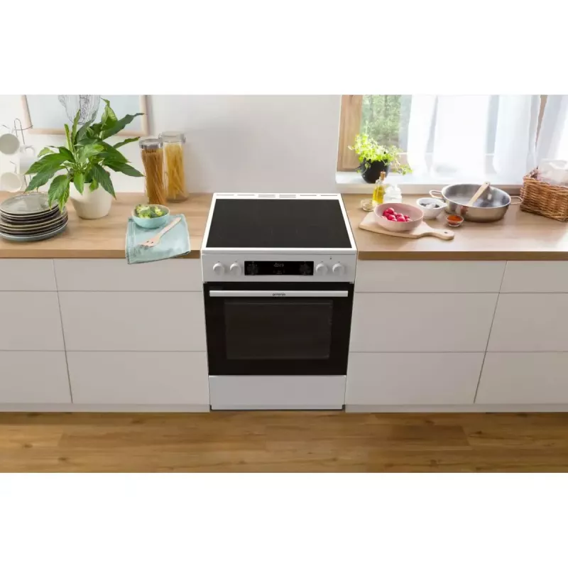 Gorenje GEC6C40WD Brīvstāvoša plīts ar keramikas virsmu, 71 L cepeškrāsns, melna/balta