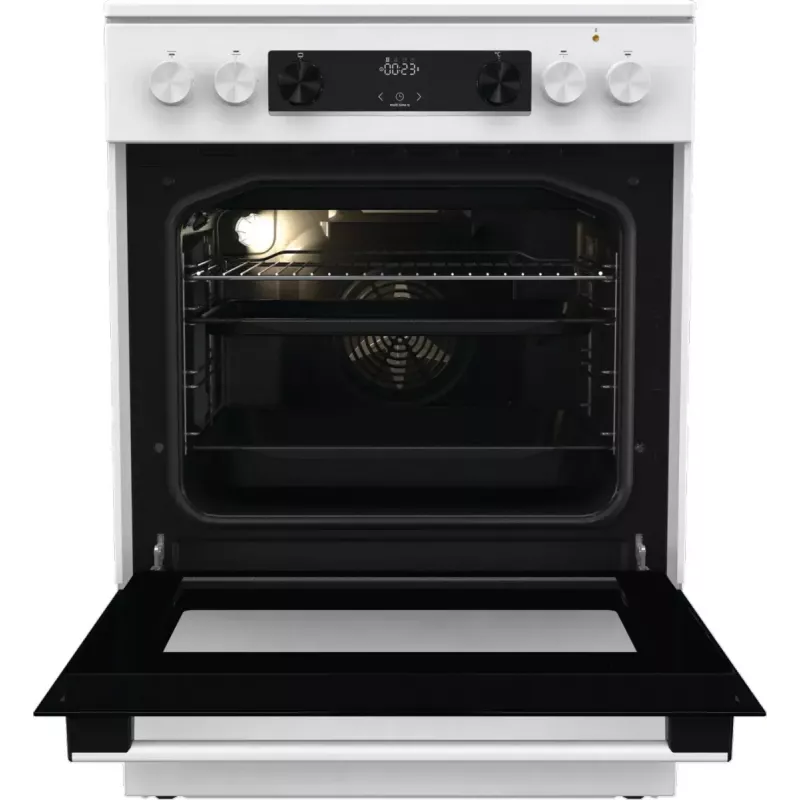 Gorenje GEC6C40WD Brīvstāvoša plīts ar keramikas virsmu, 71 L cepeškrāsns, melna/balta