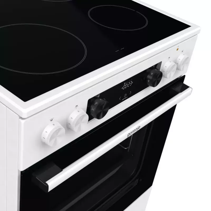 Gorenje GEC6C40WD Brīvstāvoša plīts ar keramikas virsmu, 71 L cepeškrāsns, melna/balta