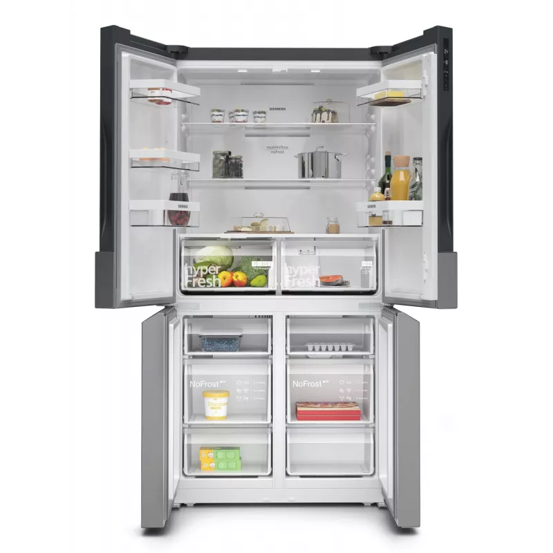 Siemens iQ300 KF96NVPEA brīvi stāvošs side-by-side ledusskapis 605 L Sudrabs