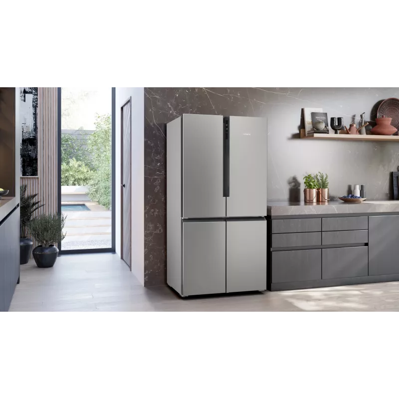 Siemens iQ300 KF96NVPEA brīvi stāvošs side-by-side ledusskapis 605 L Sudrabs