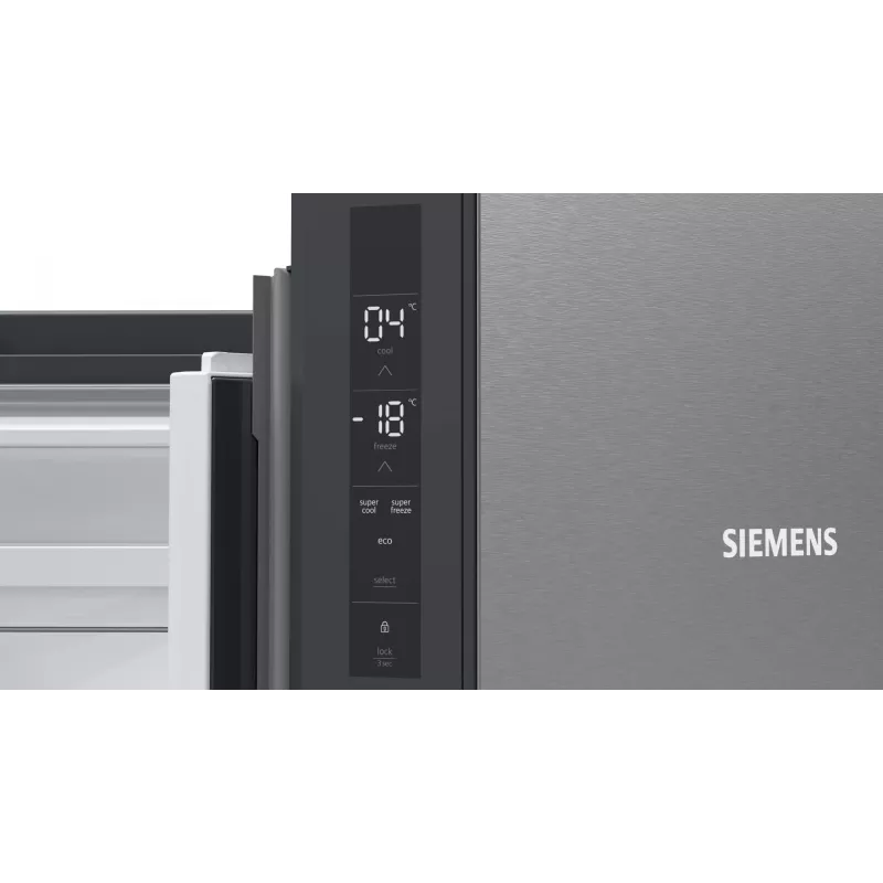 Siemens iQ300 KF96NVPEA brīvi stāvošs side-by-side ledusskapis 605 L Sudrabs