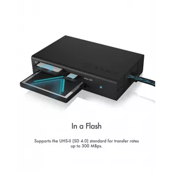 ICY BOX IB-CR401-C3 karšu lasītājs USB 3.2 Gen 1 (3.1 Gen 1) Type-C Melns