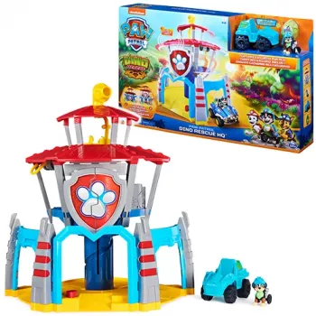 PAW Patrol Dino Rescue HQ rotaļu komplekts ar skaņām un ekskluzīvu Reksa figūru un transportlīdzekli