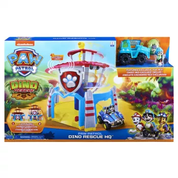 PAW Patrol Dino Rescue HQ rotaļu komplekts ar skaņām un ekskluzīvu Reksa figūru un transportlīdzekli