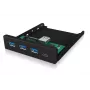 ICY BOX IB-HUB1418-i3 3,5 collu priekšējais panelis ar USB 3.0 centrmezglu, 3x USB Type-A, 1x USB Type-C, melns