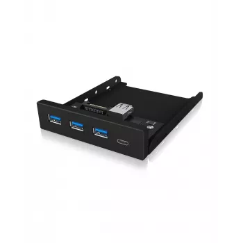 ICY BOX IB-HUB1418-i3 USB 3.0 centrmezgls — GL3520/ASM1543, melns, 101×137×25 mm