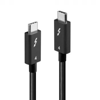 Lindy 1m Thunderbolt 4 kabelis, 40Gbps, pasīvs, vīriešu savienotāji, 1 m, melns, niķelis/zelts