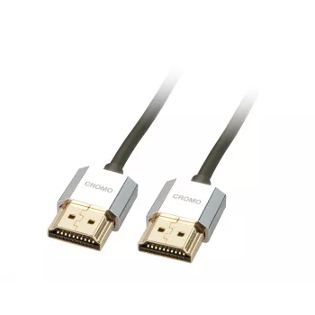 Lindy 1m CROMO Slim High Speed HDMI kabelis ar Ethernet, 1 m, HDMI Type A (Standard), HDMI Type A (Standard), 3D, Melns