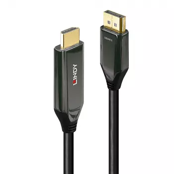 Lindy 2m aktīvs DisplayPort 1.4 uz HDMI 8K60 kabelis, 2 m, HDMI A tipa (standarta), DisplayPort, tēviņš, tēviņš, taisns