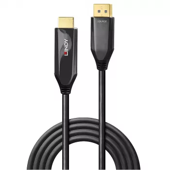 Lindy 2m aktīvs DisplayPort 1.4 uz HDMI 8K60 kabelis, 2 m, HDMI A tipa (standarta), DisplayPort, tēviņš, tēviņš, taisns
