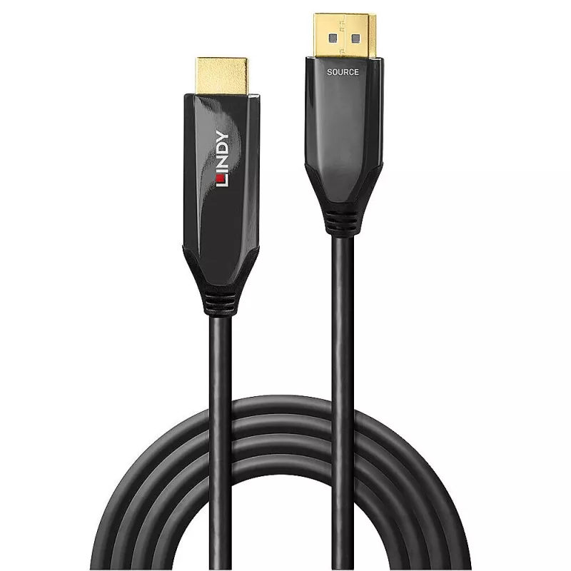 Lindy 2m aktīvs DisplayPort 1.4 uz HDMI 8K60 kabelis, 2 m, HDMI A tipa (standarta), DisplayPort, tēviņš, tēviņš, taisns