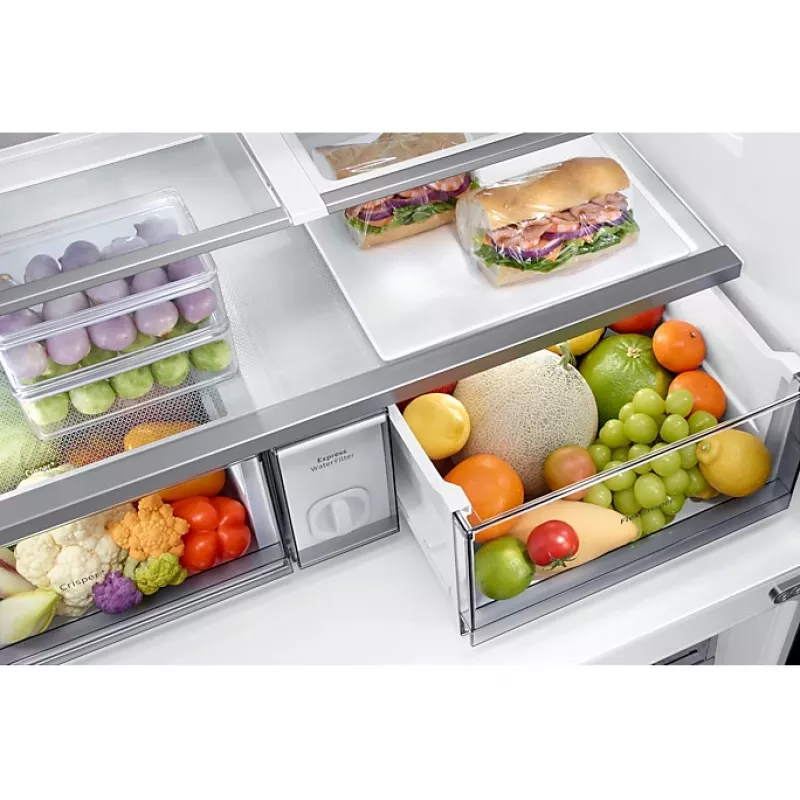 Samsung RF65A96768A brīvi stāvošs franču durvju ledusskapis 647 L Balts