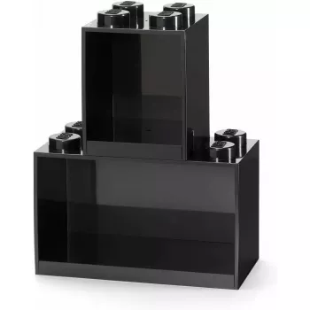room copenhagen LEGO Brick Shelf 8+4 melna — modulāra sienas plaukta sistēma ar 2 plauktiem