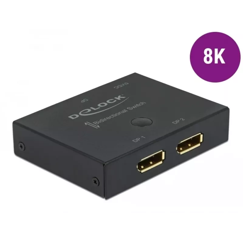DELOCK DisplayPort 2 - 1 pārslēdzējs - divvirzienu 8K 30Hz