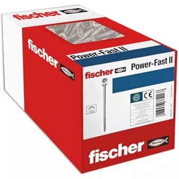 Skrūve Fischer 670501 — tērauda koka skrūve 100 mm, 6 mm diametrs, 60 mm vītne, iepakojumā 25 gab.