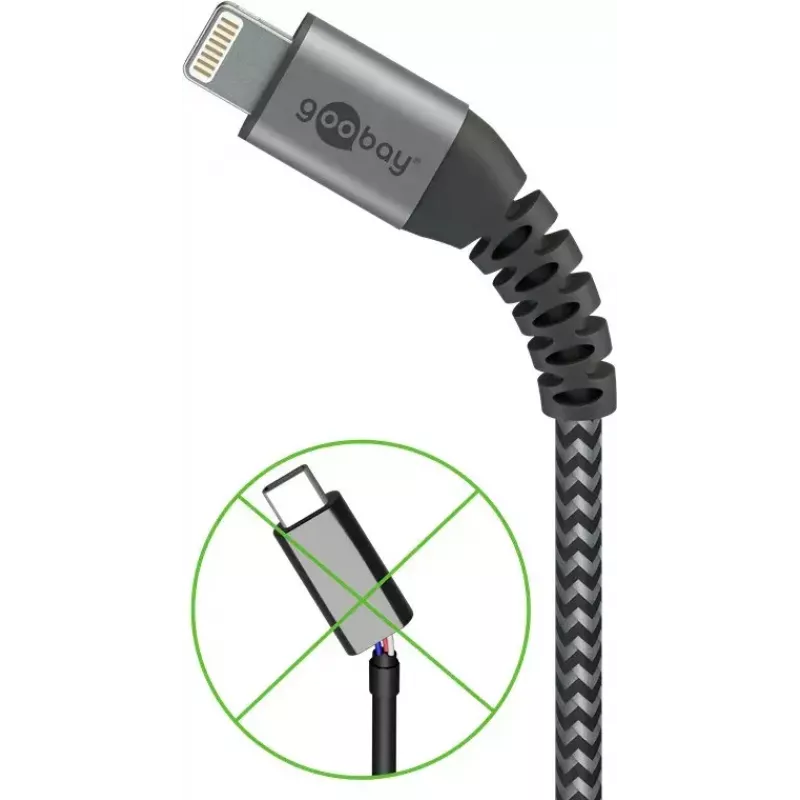 Lightning kabelis Wentronic 49267 0,5m Melns Pelēks