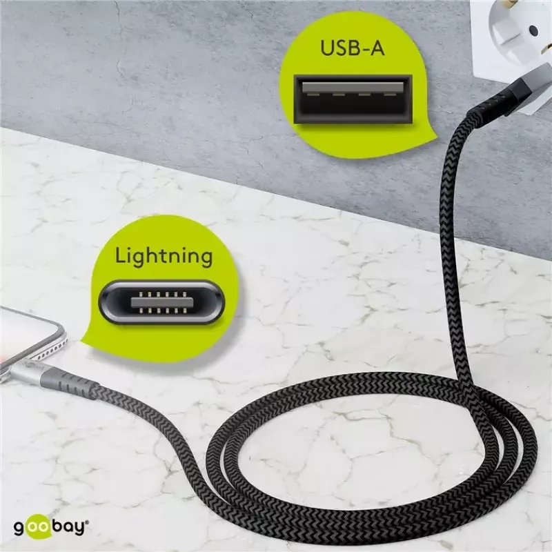 Lightning kabelis Wentronic 49267 0,5m Melns Pelēks