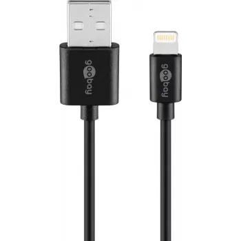 Goobay Lightning USB uzlādes un sinhronizācijas kabelis 1 m, melns