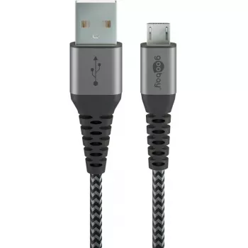 USB kabelis Wentronic 49282 USB 2.0 1 m Micro-USB B USB A Melns Pelēks