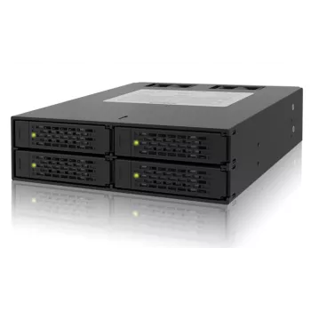 ICY DOCK ToughArmor MB994SP-4SB-1 4 vietu 2,5" SATA savienojumu plate iekšējam 5,25" nodalījumam, bez ieliktņiem, alumīnija, 40 mm ventilators, SATA 6 Gbit/s, melna