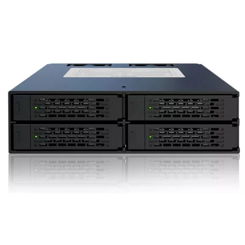 ICY DOCK ToughArmor MB994SP-4SB-1 4 vietu 2,5" SATA savienojumu plate iekšējam 5,25" nodalījumam, bez ieliktņiem, alumīnija, 40 mm ventilators, SATA 6 Gbit/s, melna