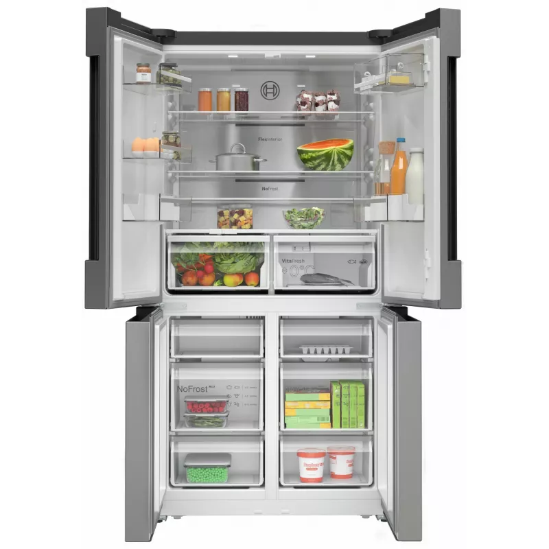 Bosch Serie 4 KFN96APEA ledusskapis un saldētava sānu pie sāniem 605 L nerūsējošais tērauds