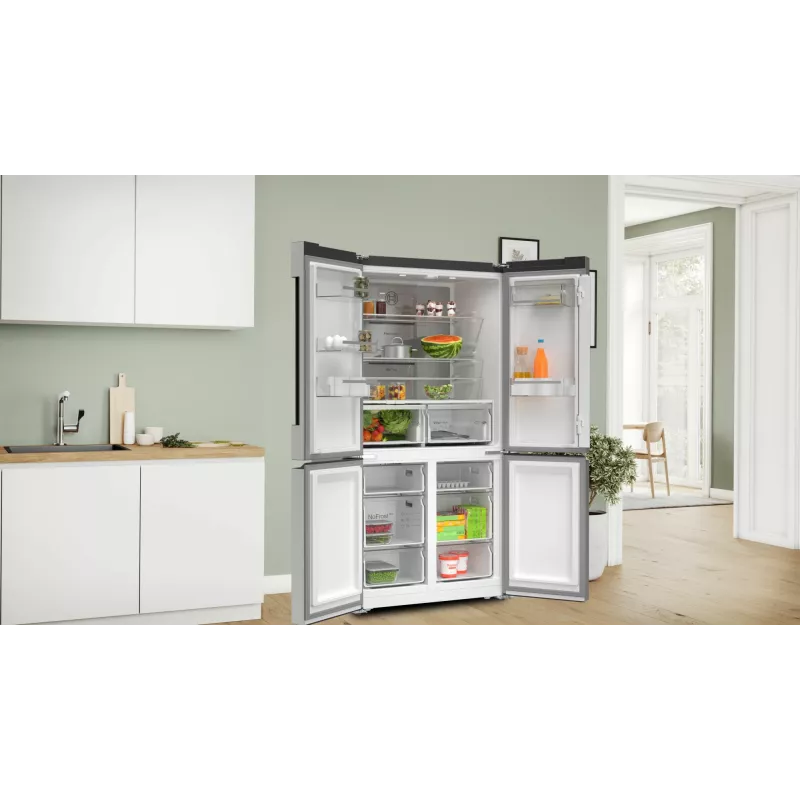 Bosch Serie 4 KFN96APEA ledusskapis un saldētava sānu pie sāniem 605 L nerūsējošais tērauds