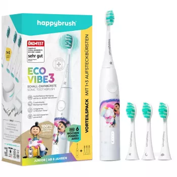 Elektriskā zobu birste Happybrush ECO VIBE KIDS Agnes + 3 rezerves uzgaļi